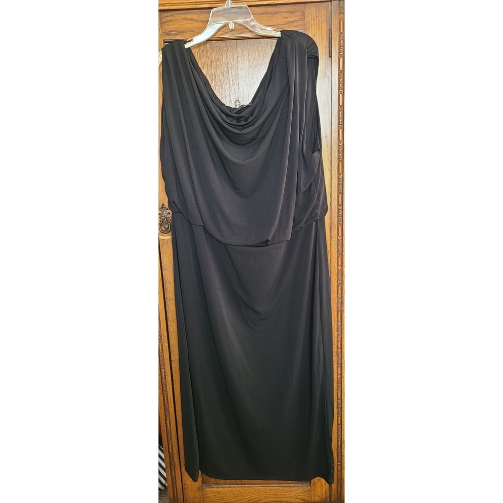 Soncy Black Sleeveless Cowl Neck Popover Midi Dress Plus Size 4 RN128052